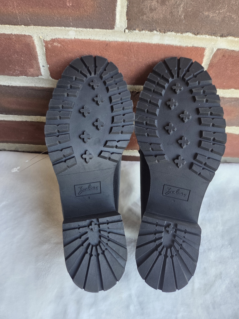 Zodiac Black Faux-Leather Lug Sole Loafers with Gold Buckle - Picture 7 of 12